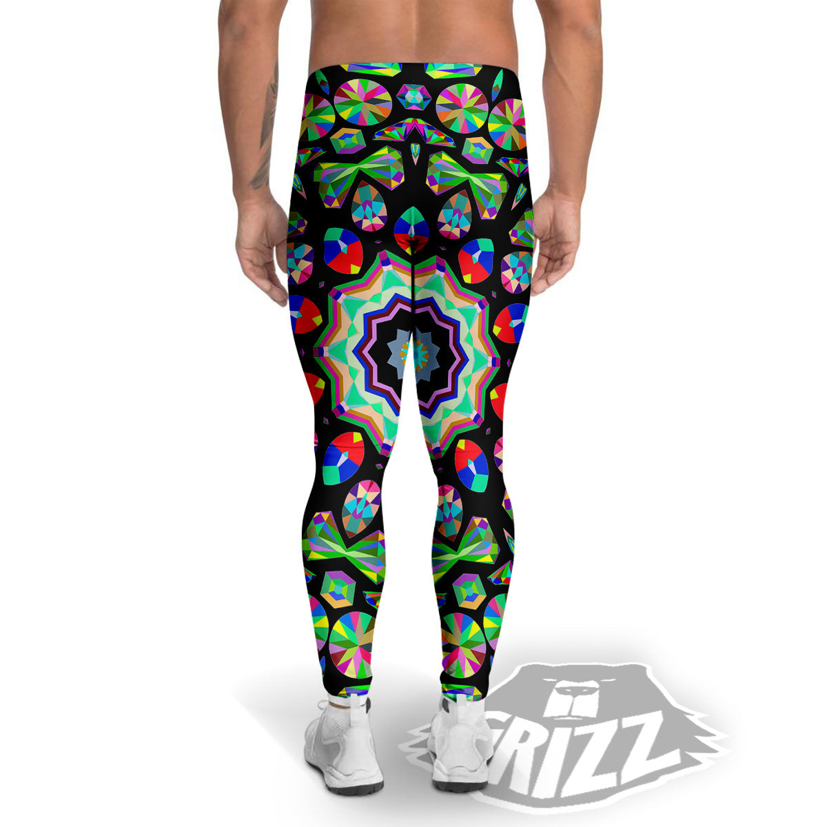 Gems Kaleidoscope Colorful Print Men's Leggings-grizzshop