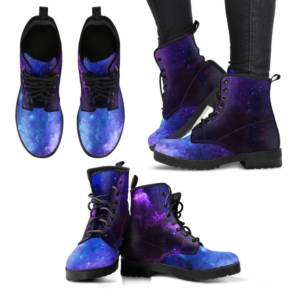 Geomagnetic Storm Galaxy Space Print Men Women Leather Boots-grizzshop