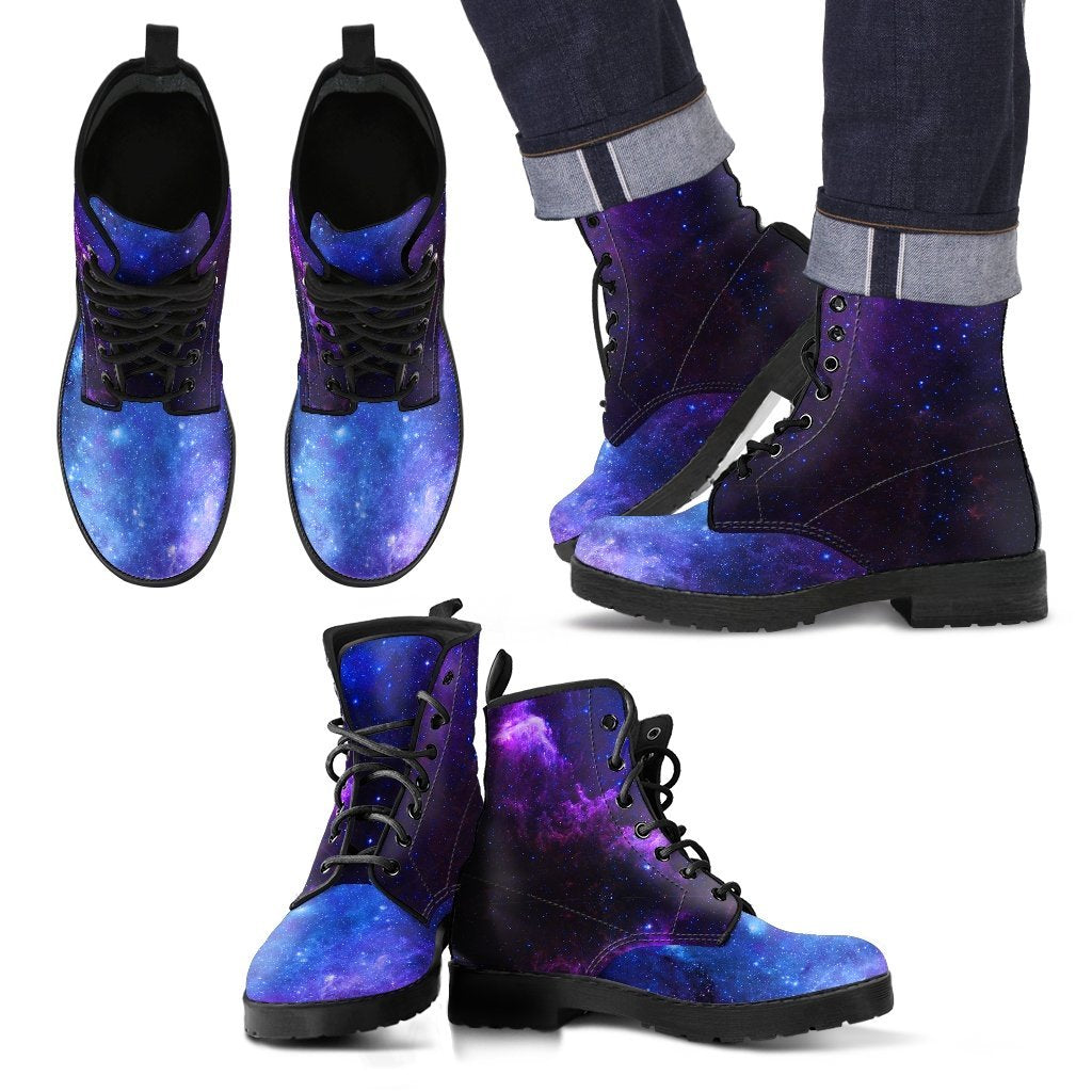 Geomagnetic Storm Galaxy Space Print Men Women Leather Boots-grizzshop