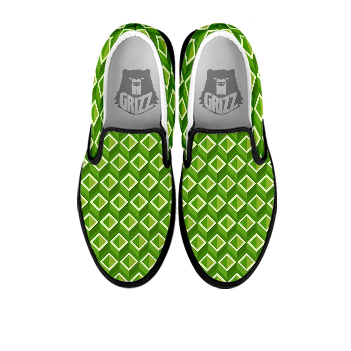 Geometric 3D Bamboo Print Pattern Black Slip On Shoes-grizzshop