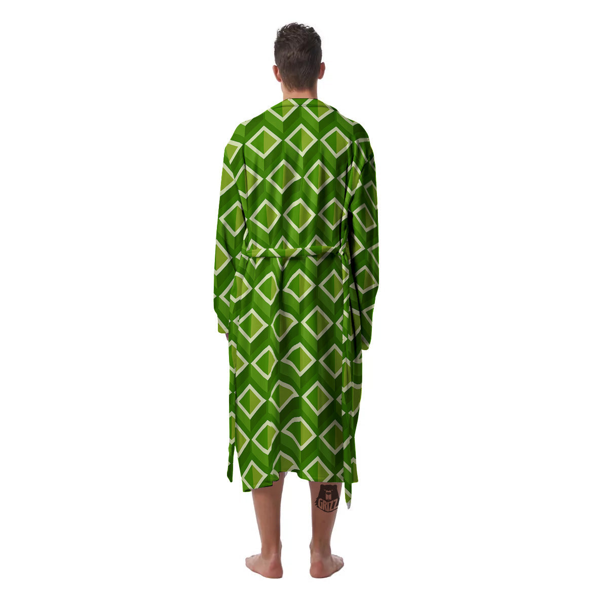 Geometric 3D Bamboo Print Pattern Men's Robe-grizzshop