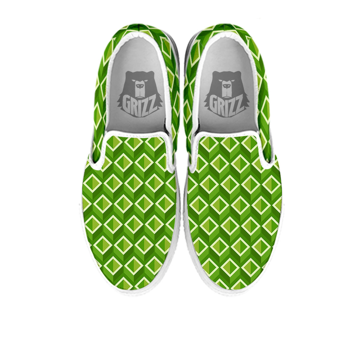 Geometric 3D Bamboo Print Pattern White Slip On Shoes-grizzshop