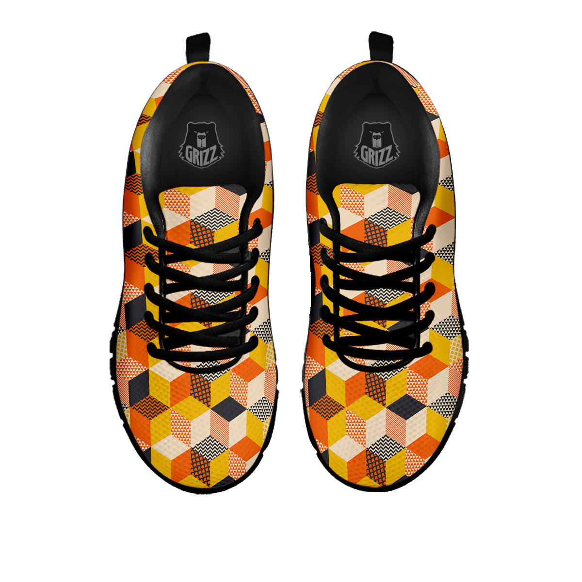 Geometric 60s Print Pattern Black Sneaker-grizzshop
