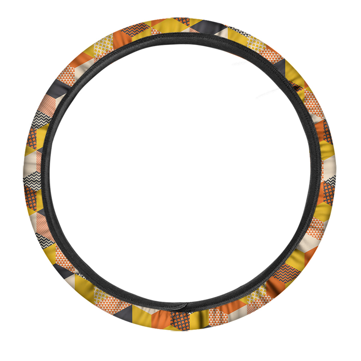 Geometric 60s Print Pattern Car Steering Wheel Cover-grizzshop