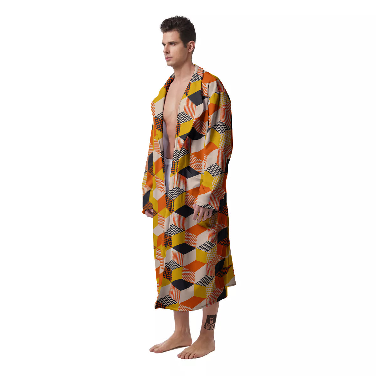 Geometric 60s Print Pattern Men's Robe-grizzshop