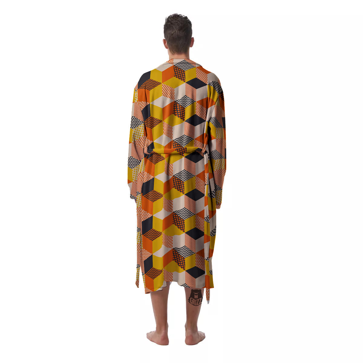Geometric 60s Print Pattern Men's Robe-grizzshop