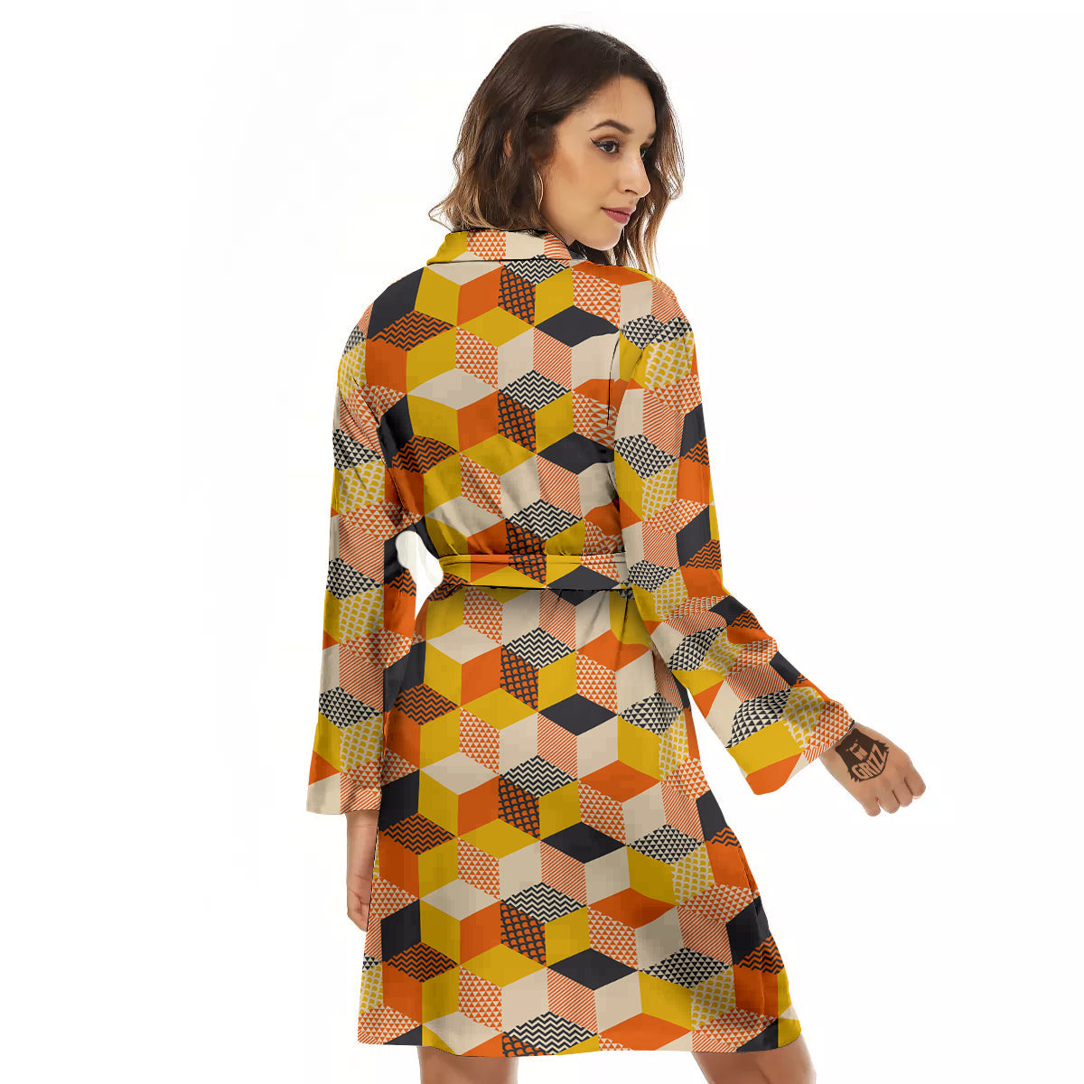 Geometric 60s Print Pattern Women's Robe-grizzshop