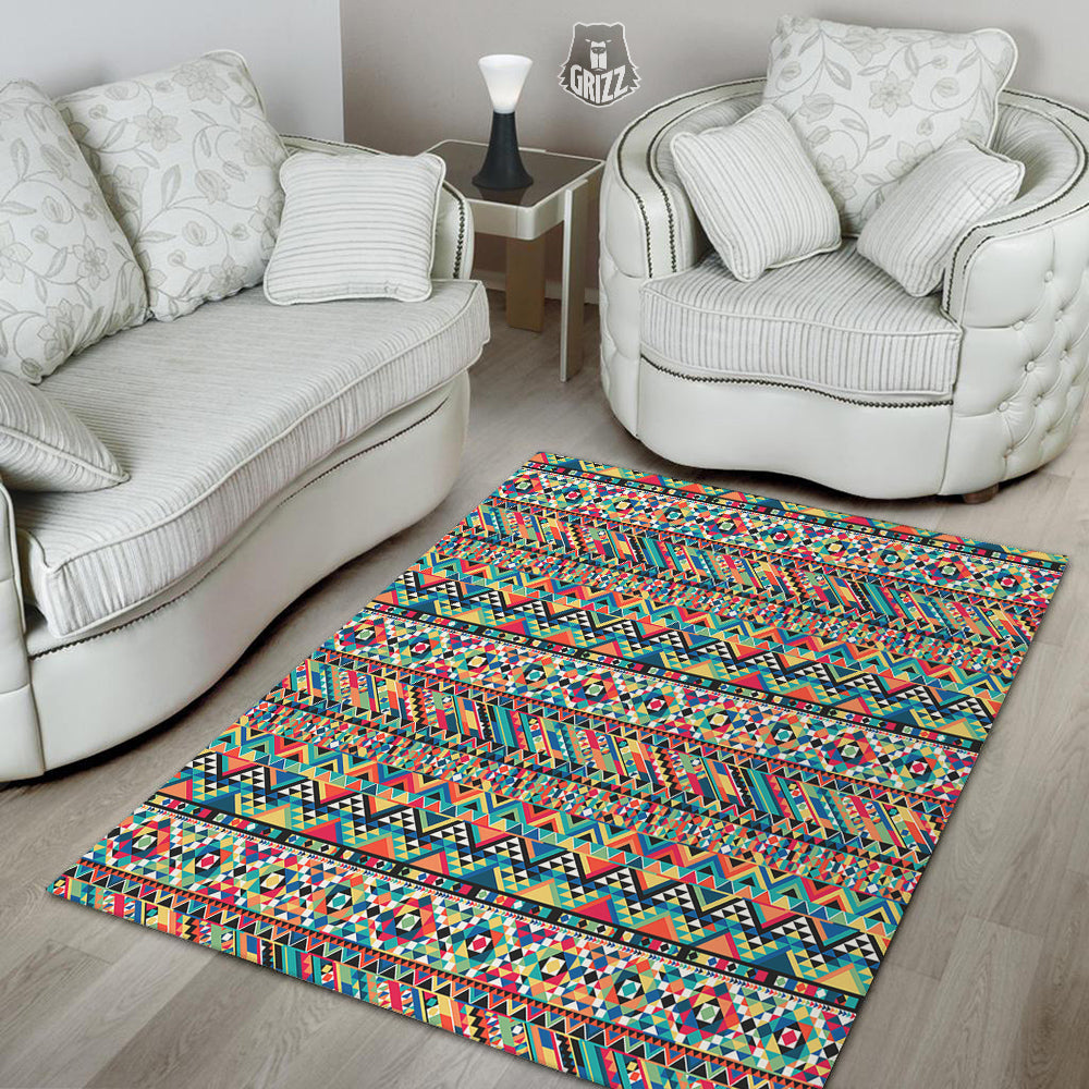 Geometric Aztec Colorful Print Pattern Floor Mat-grizzshop