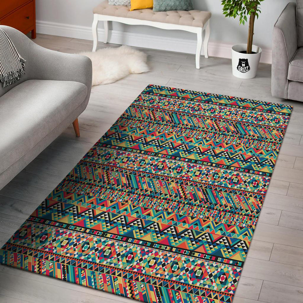 Geometric Aztec Colorful Print Pattern Floor Mat-grizzshop