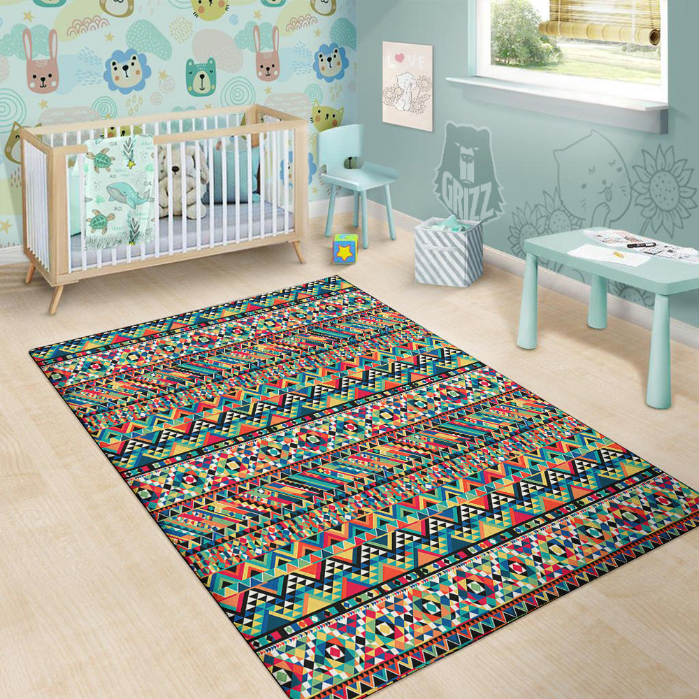 Geometric Aztec Colorful Print Pattern Floor Mat-grizzshop