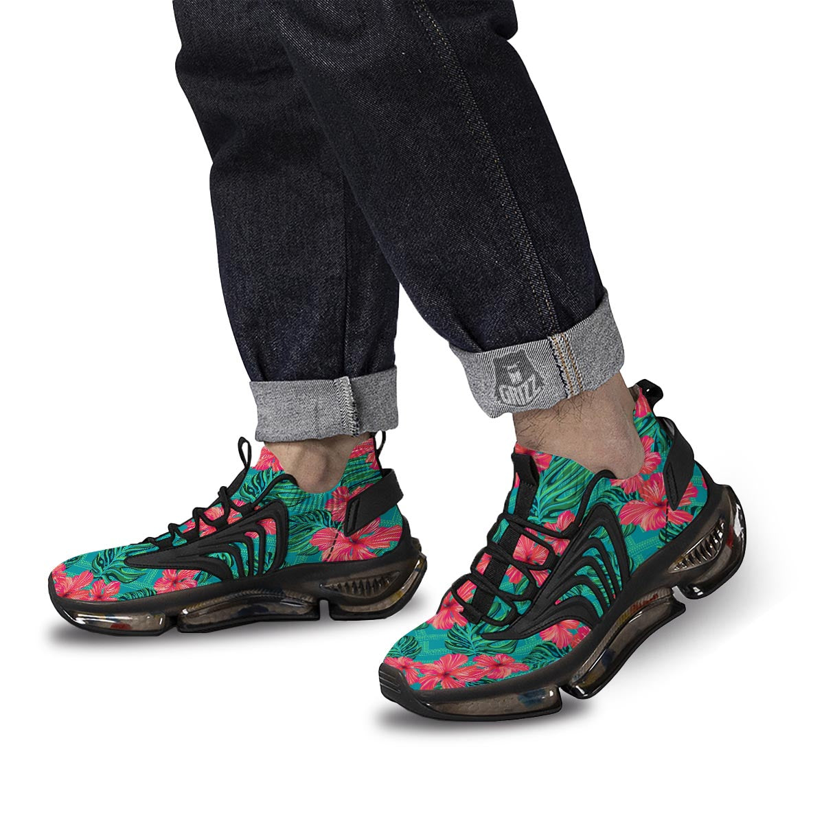Geometric Aztec Tropical Print Pattern Black Gym Shoes-grizzshop
