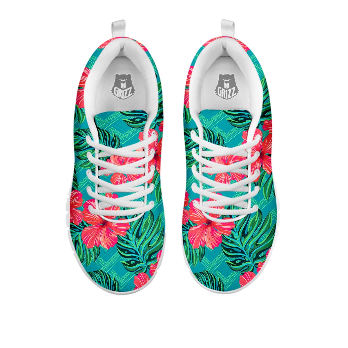 Geometric Aztec Tropical Print Pattern White Sneaker-grizzshop