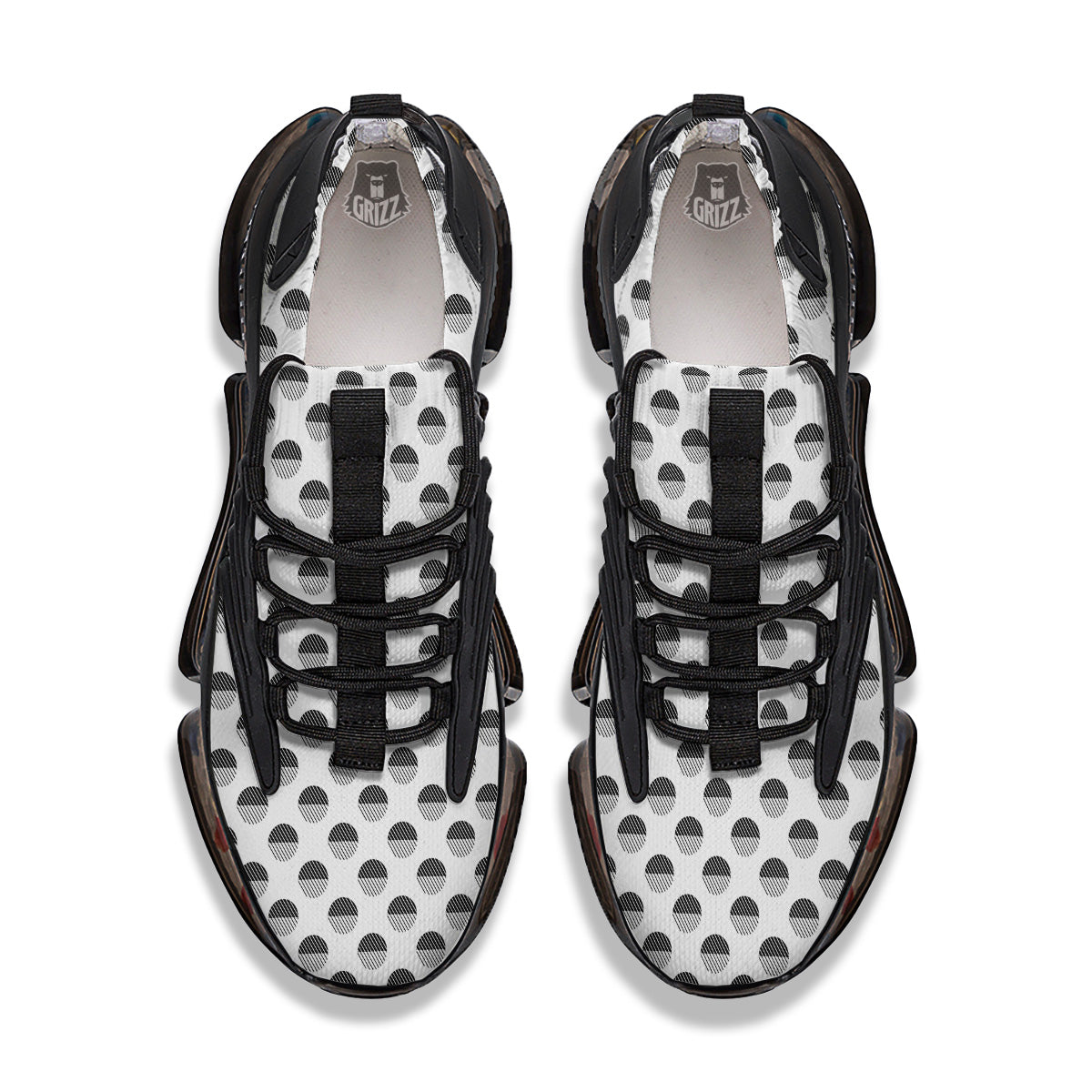 Geometric Black And White Polka Dots Print Pattern Black Gym Shoes-grizzshop