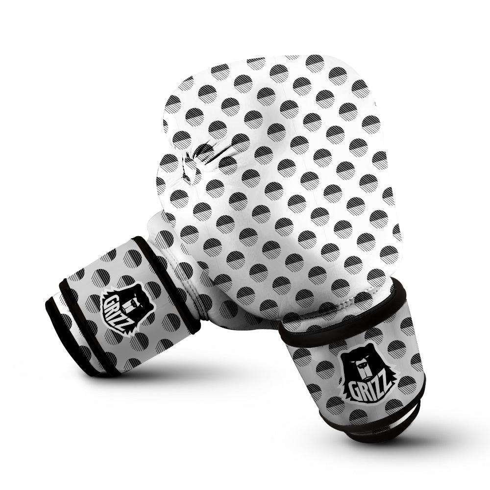 Geometric Black And White Polka Dots Print Pattern Boxing Gloves-grizzshop