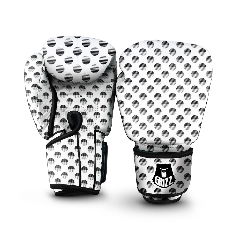Geometric Black And White Polka Dots Print Pattern Boxing Gloves-grizzshop