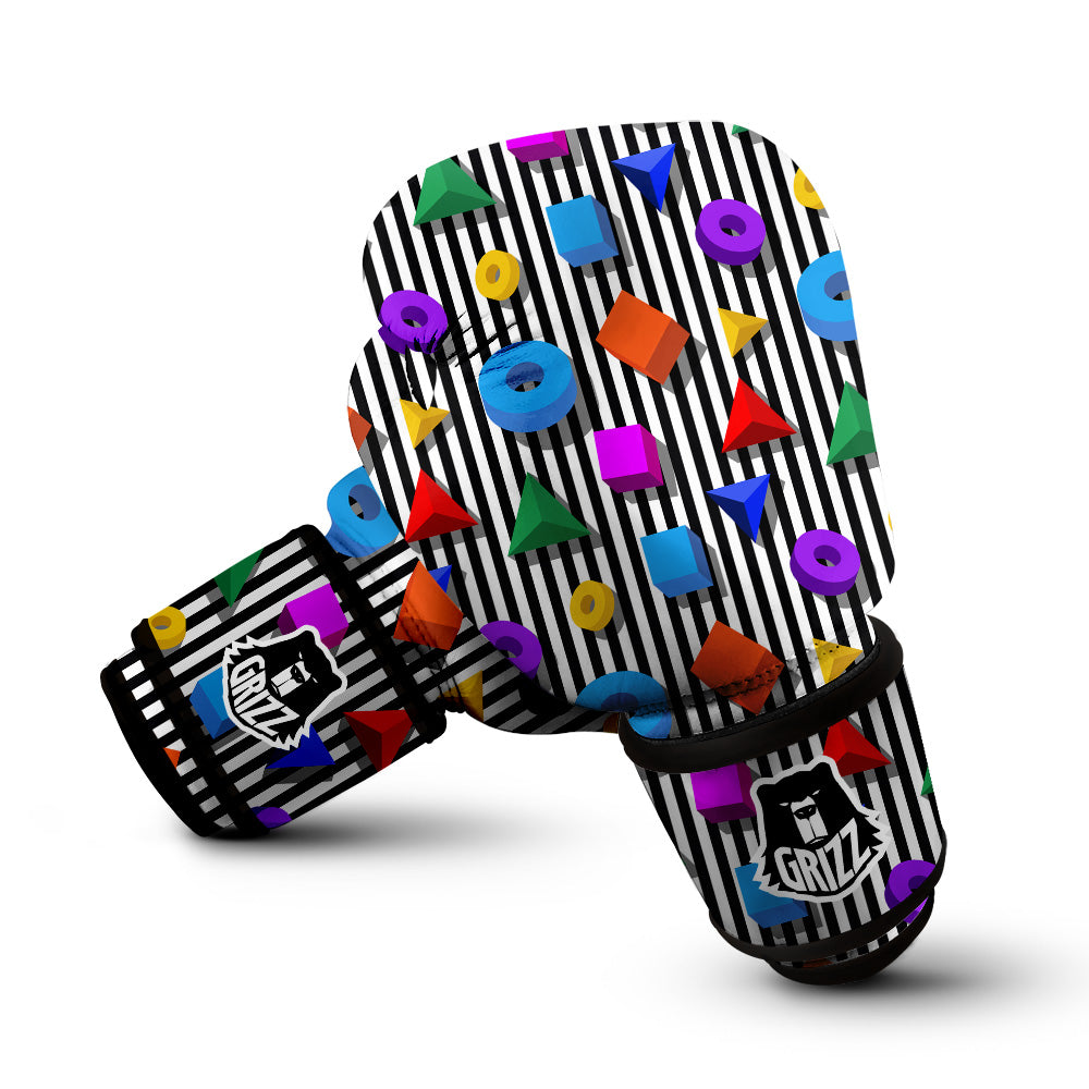 Geometric Colorful Striped Print Pattern Boxing Gloves-grizzshop