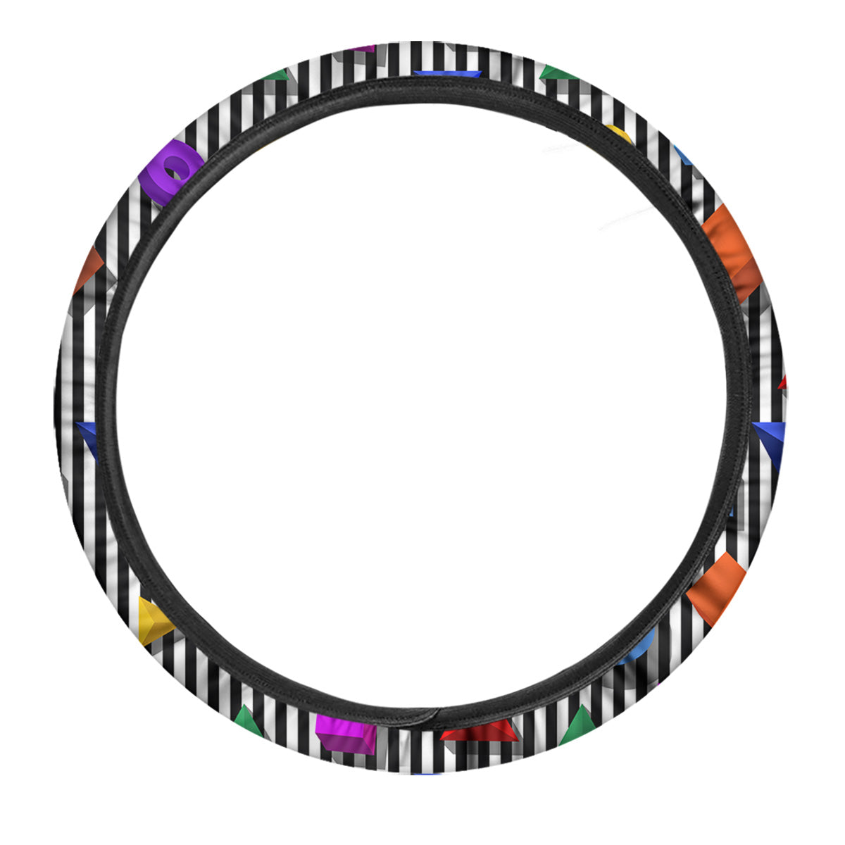 Geometric Colorful Striped Print Pattern Car Steering Wheel Cover-grizzshop