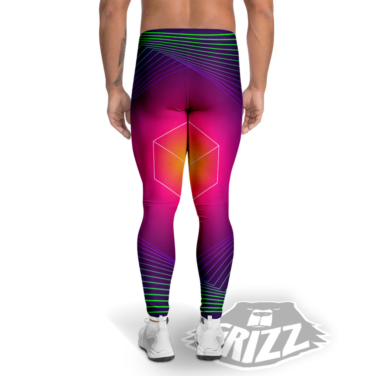Geometric EDM Colorful Print Men's Leggings-grizzshop
