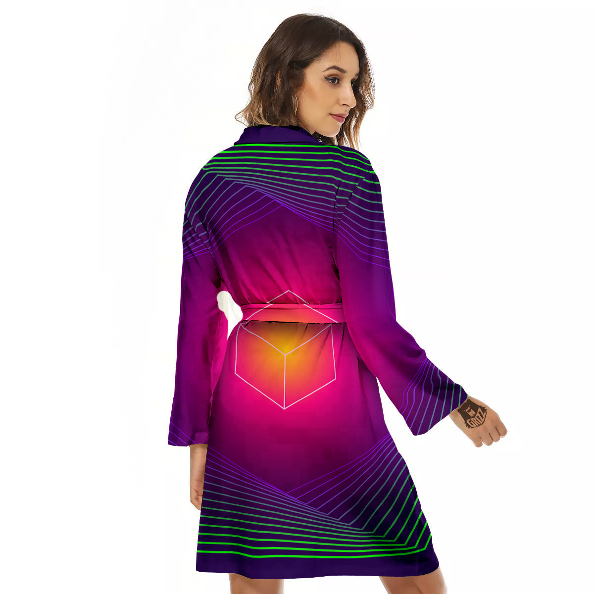 Geometric EDM Colorful Print Women's Robe-grizzshop