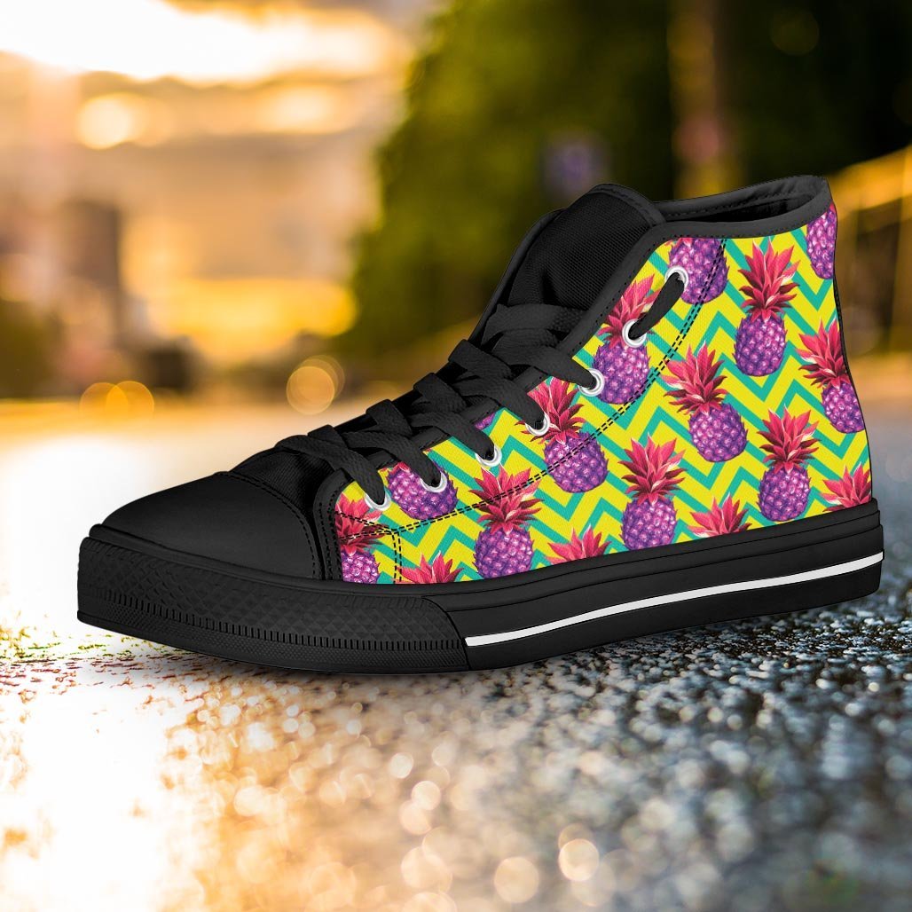 Geometric Hawaiian Pineapple Print Women's High Top Shoes-grizzshop