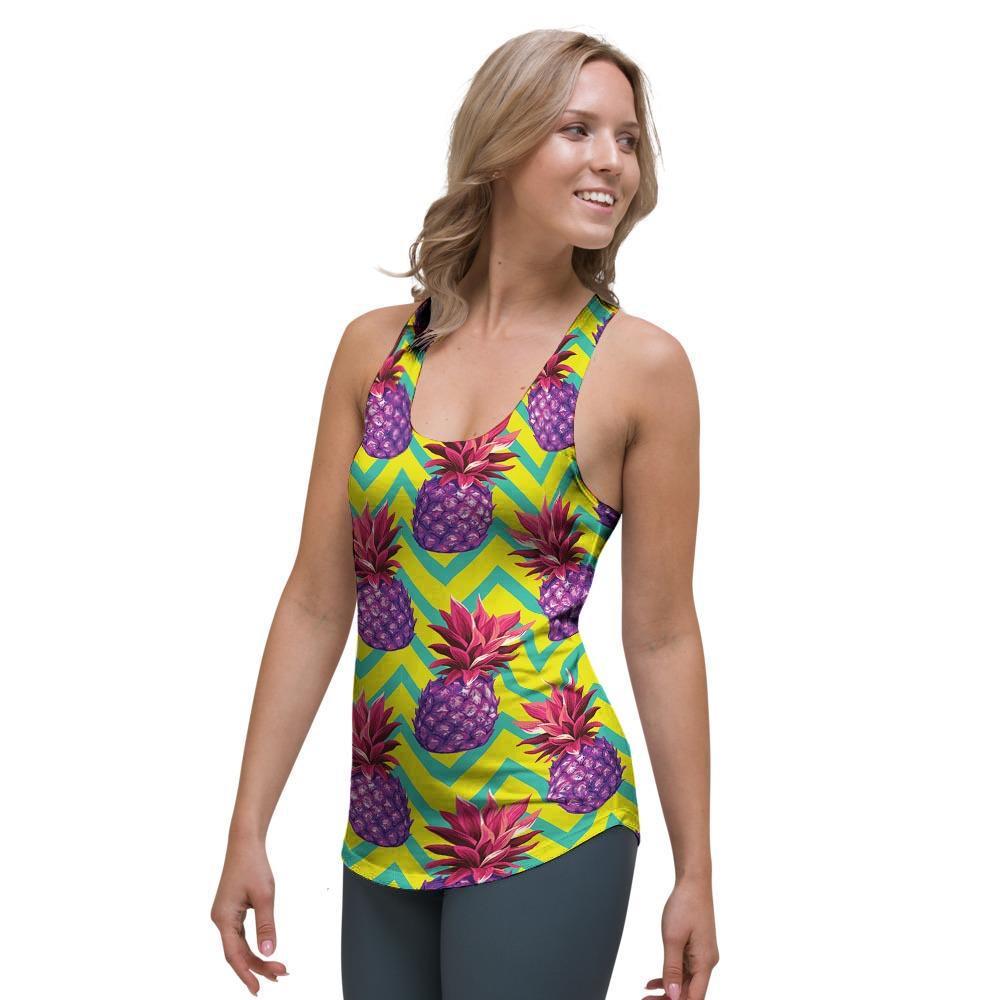 Geometric Hawaiian Pineapple Print Women's Racerback Tank Top-grizzshop