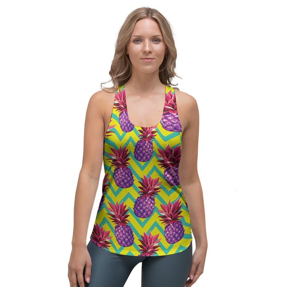 Geometric Hawaiian Pineapple Print Women's Racerback Tank Top-grizzshop