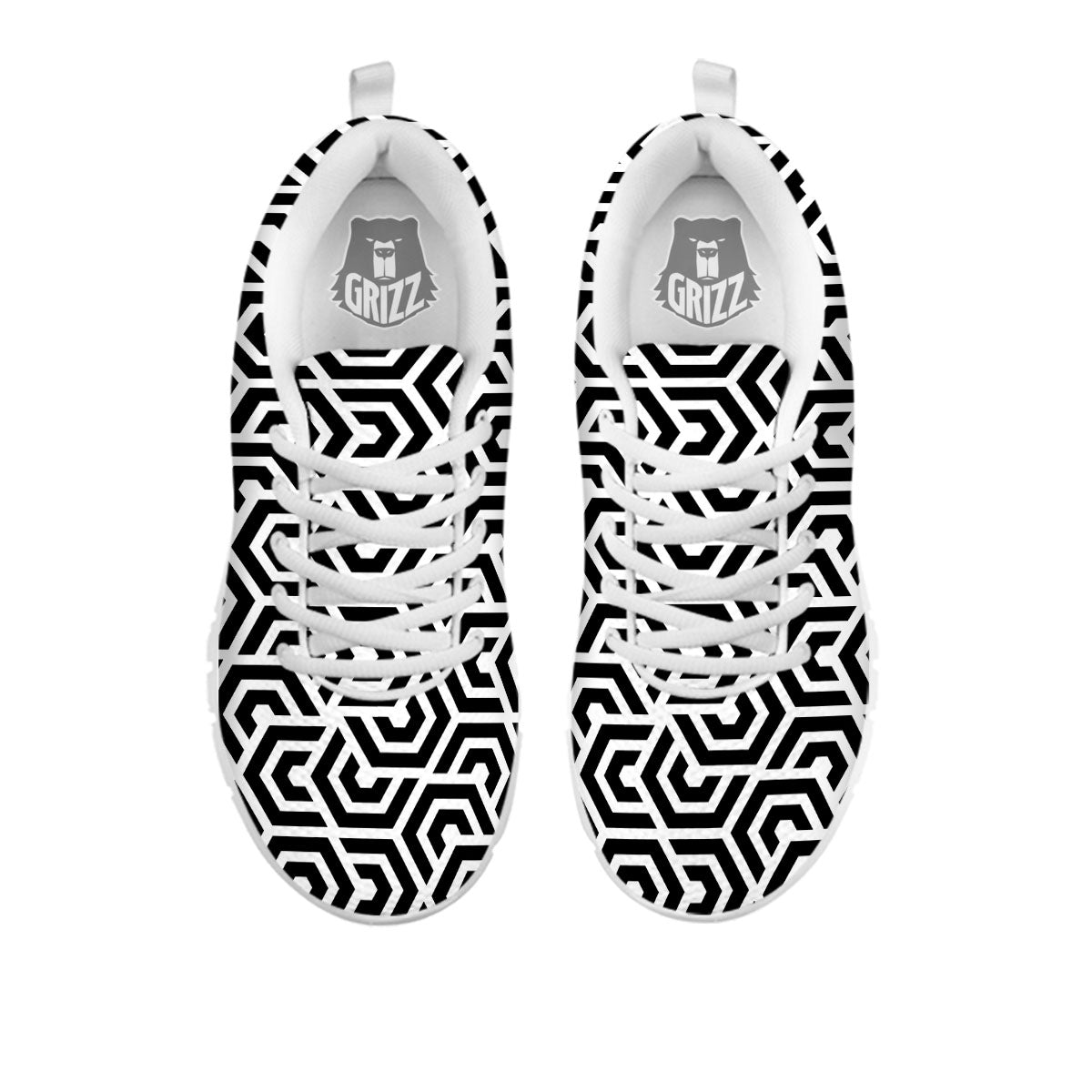 Geometric Hexagon Print Pattern White Sneaker-grizzshop