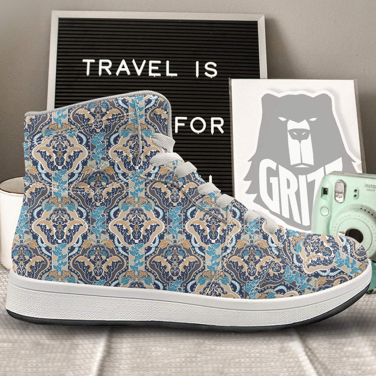 Geometric Indian Ornamental Print Pattern High Top Sneakers-grizzshop