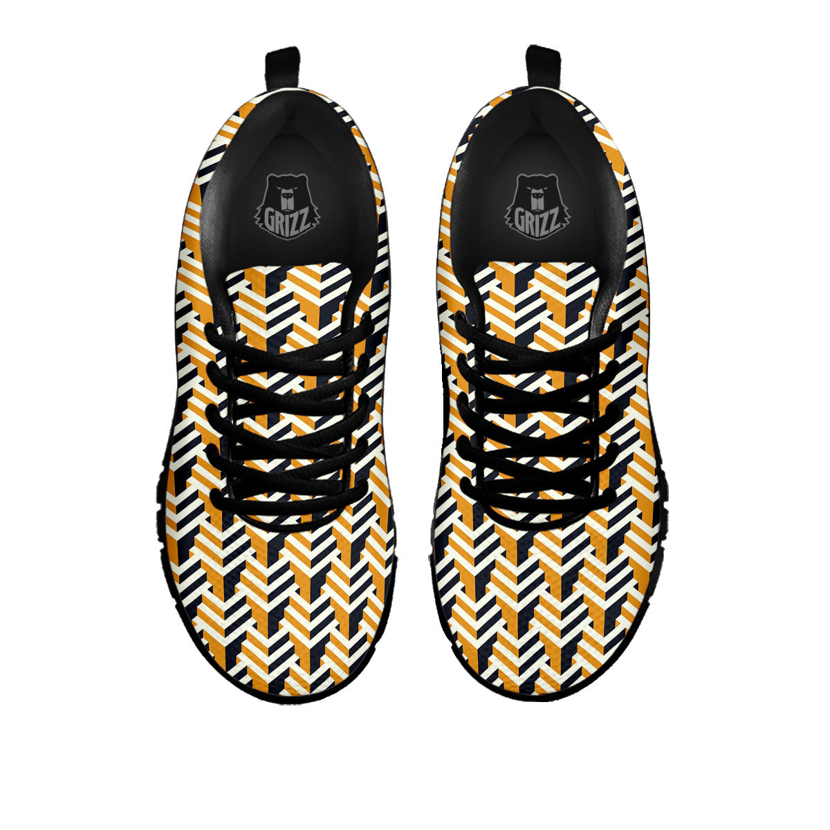 Geometric Isometric Print Pattern Black Sneaker-grizzshop
