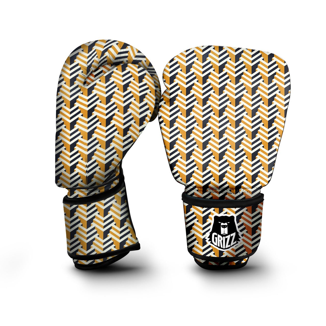 Geometric Isometric Print Pattern Boxing Gloves-grizzshop