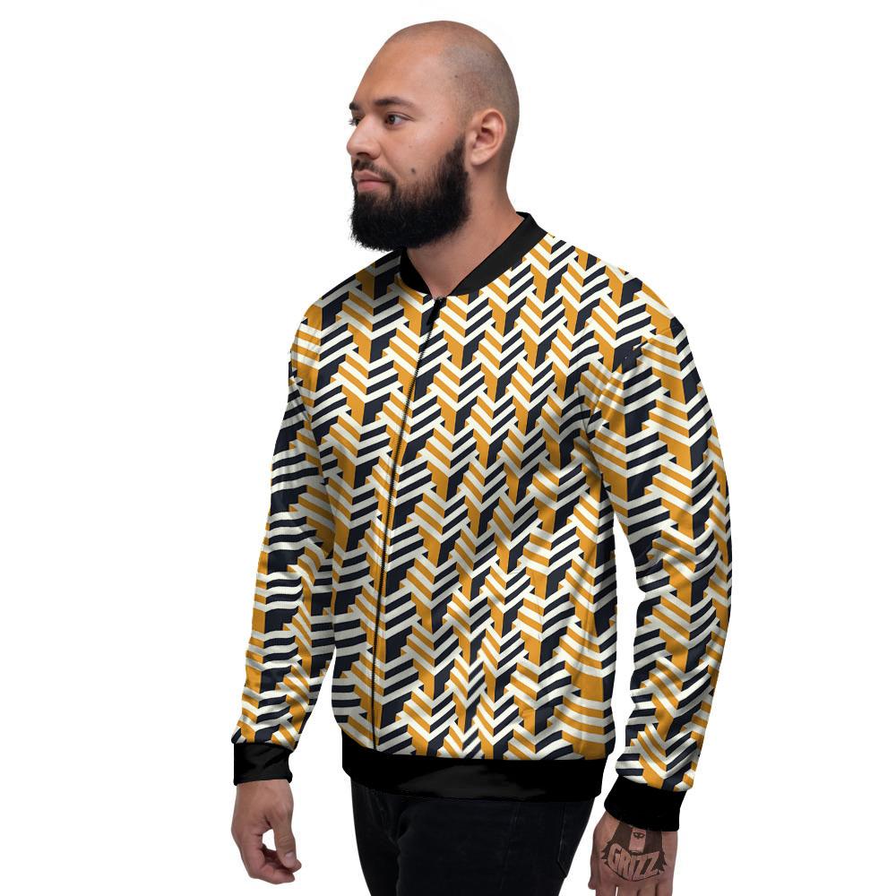 Geometric Isometric Print Pattern Men's Bomber Jacket-grizzshop