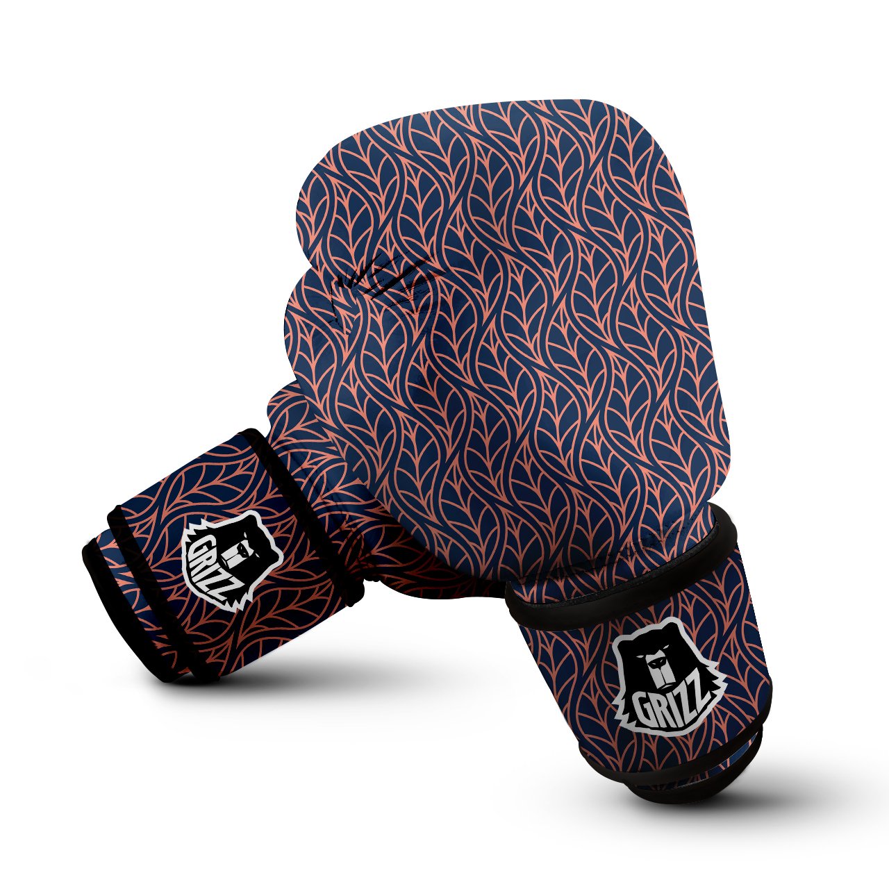 Geometric Leaf Vintage Print Pattern Boxing Gloves-grizzshop