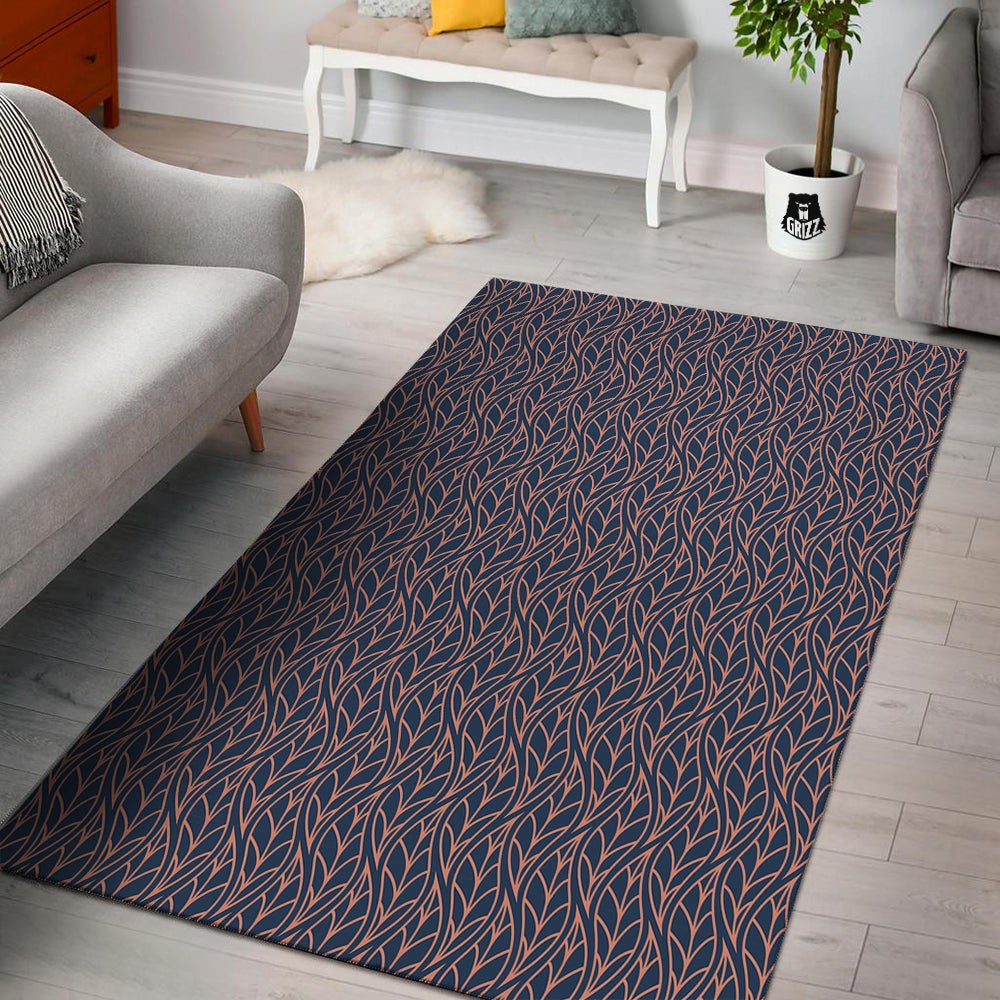 Geometric Leaf Vintage Print Pattern Floor Mat-grizzshop
