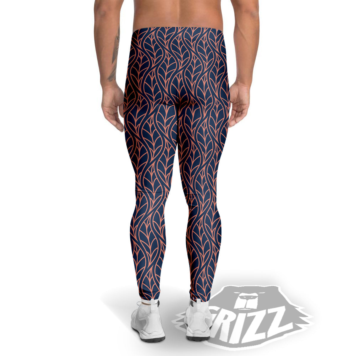 Geometric Leaf Vintage Print Pattern Men's Leggings-grizzshop
