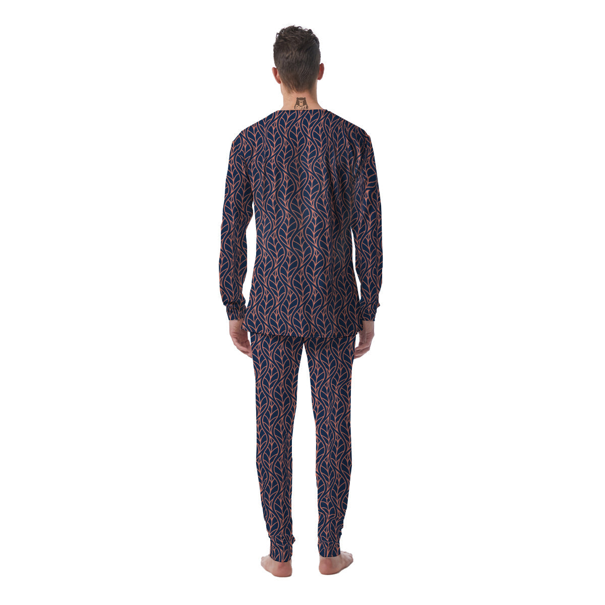 Geometric Leaf Vintage Print Pattern Men's Pajamas-grizzshop