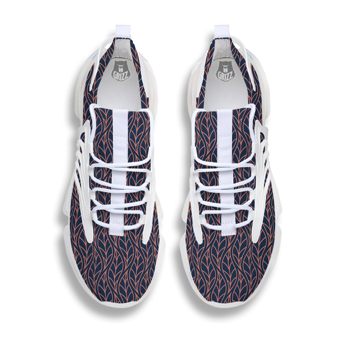 Geometric Leaf Vintage Print Pattern White Gym Shoes-grizzshop