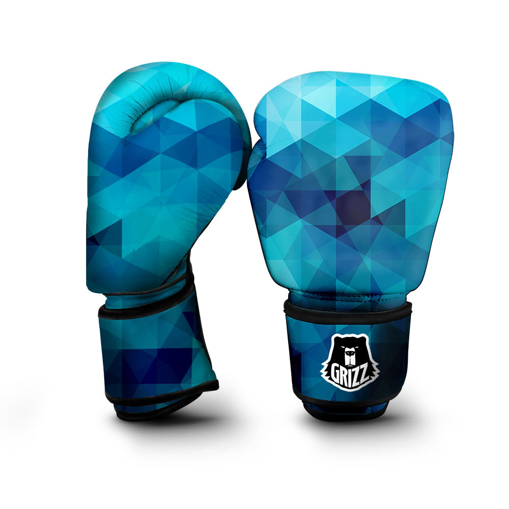 Geometric Mosaic Blue Print Boxing Gloves-grizzshop