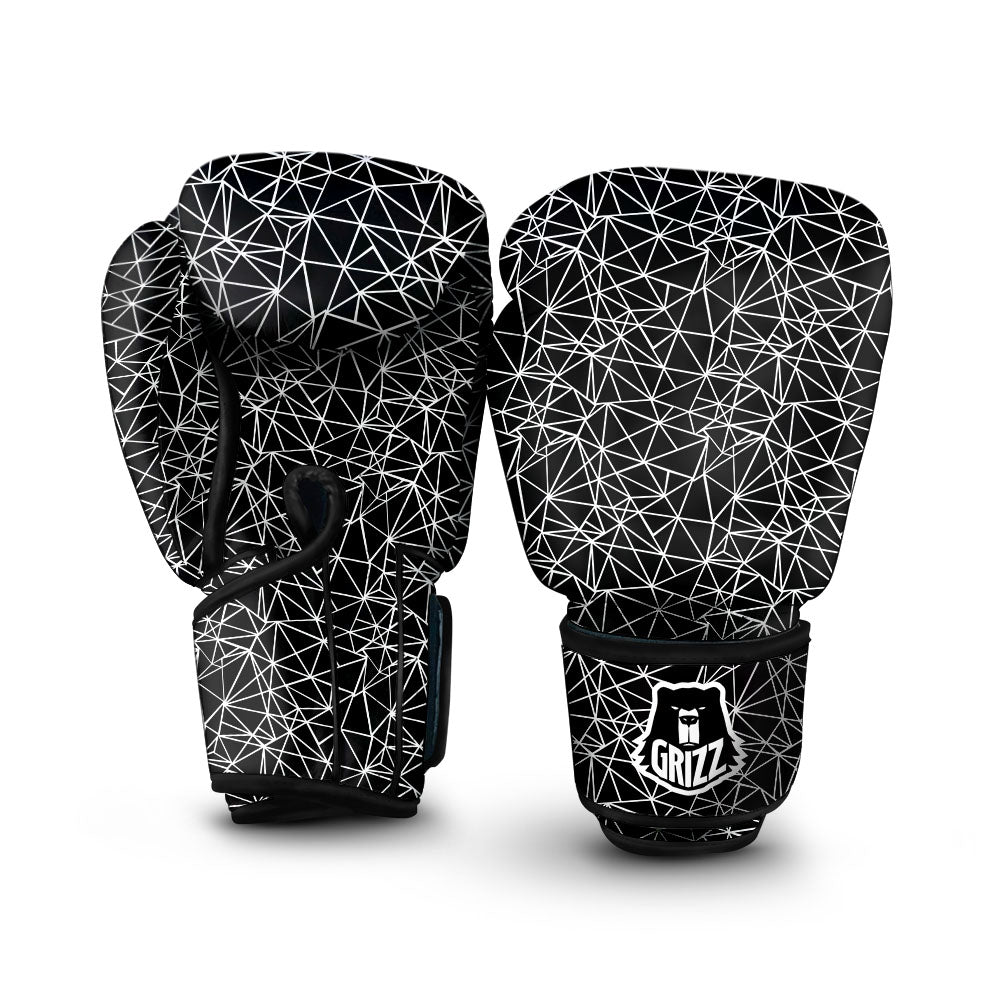 Geometric Mosaic White And Black Print Boxing Gloves-grizzshop