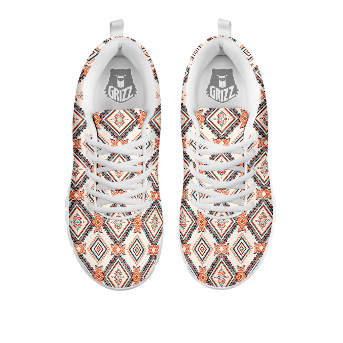 Geometric Native American Print Pattern White Sneaker-grizzshop