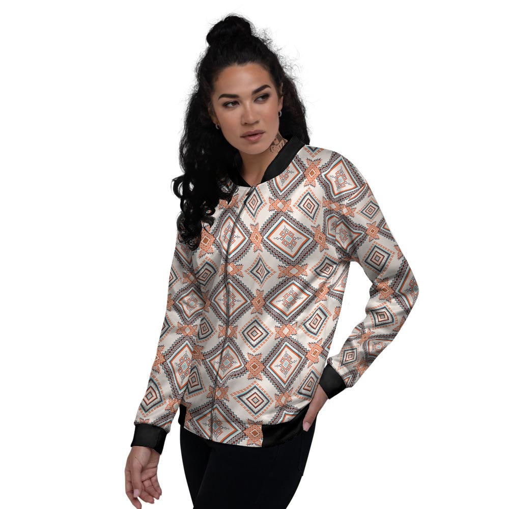 Geometric Native American Print Pattern Women's Bomber Jacket-grizzshop