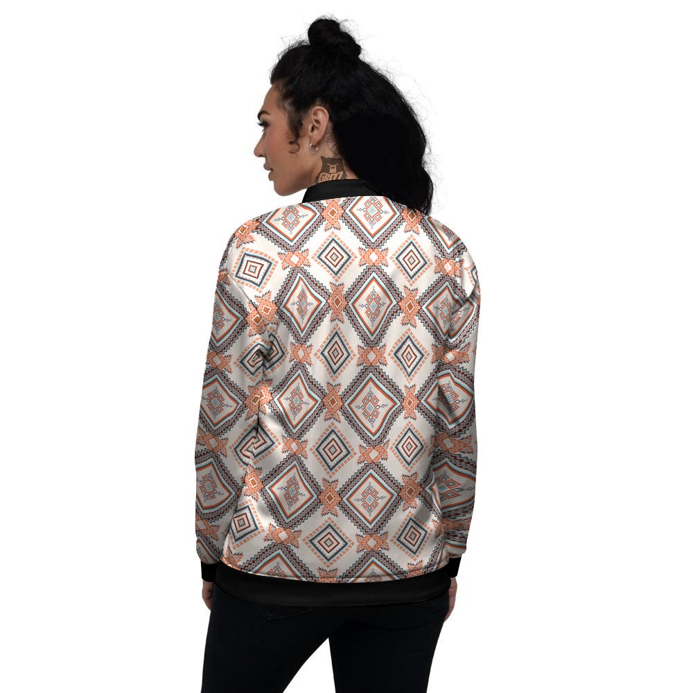Geometric Native American Print Pattern Women's Bomber Jacket-grizzshop
