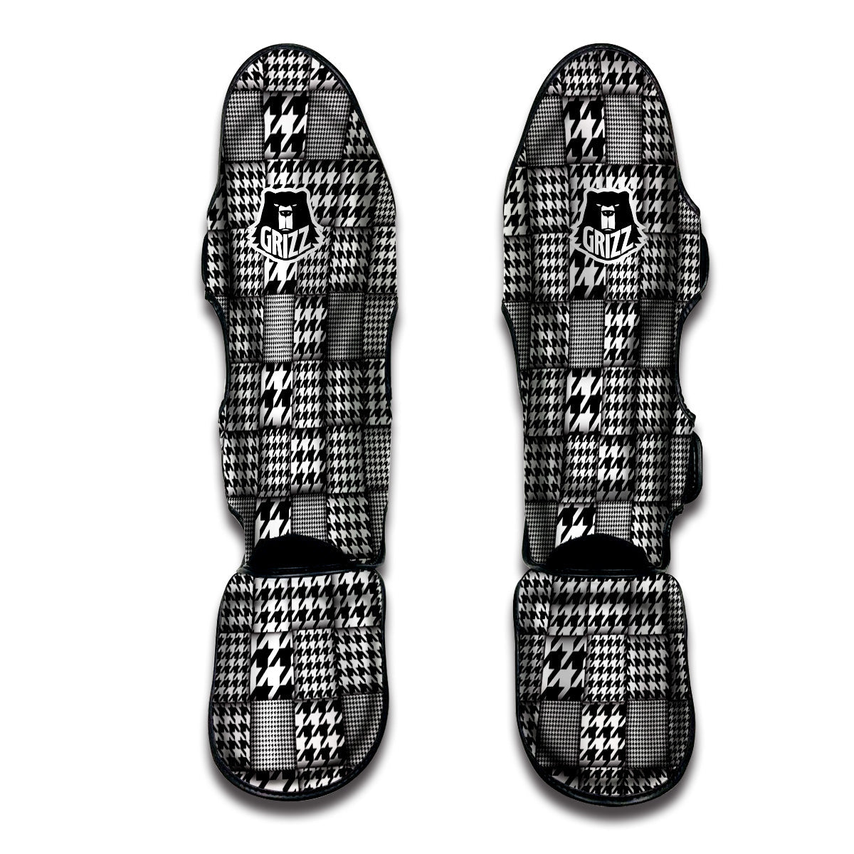 Geometric Patchwork Houndstooth Print Pattern Muay Thai Shin Guards-grizzshop