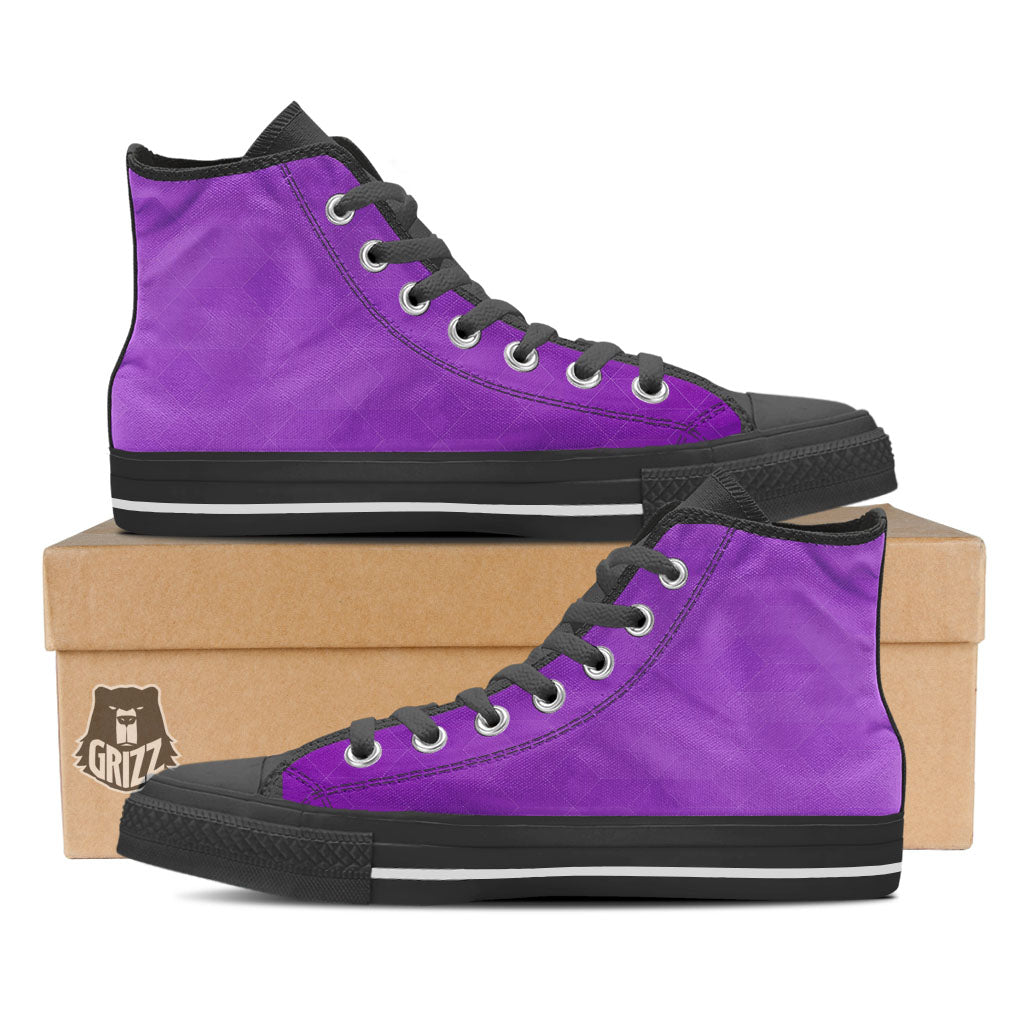 Geometric Polygonal Purple Print Black High Top Shoes-grizzshop