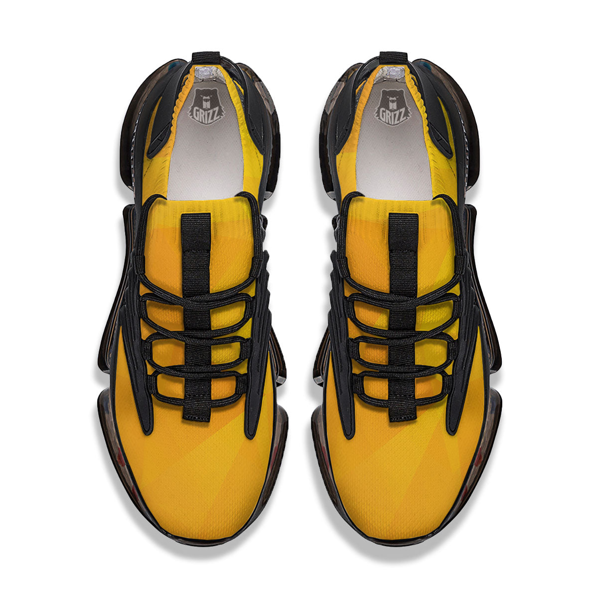 Geometric Polygonal Yellow Print Black Gym Shoes-grizzshop