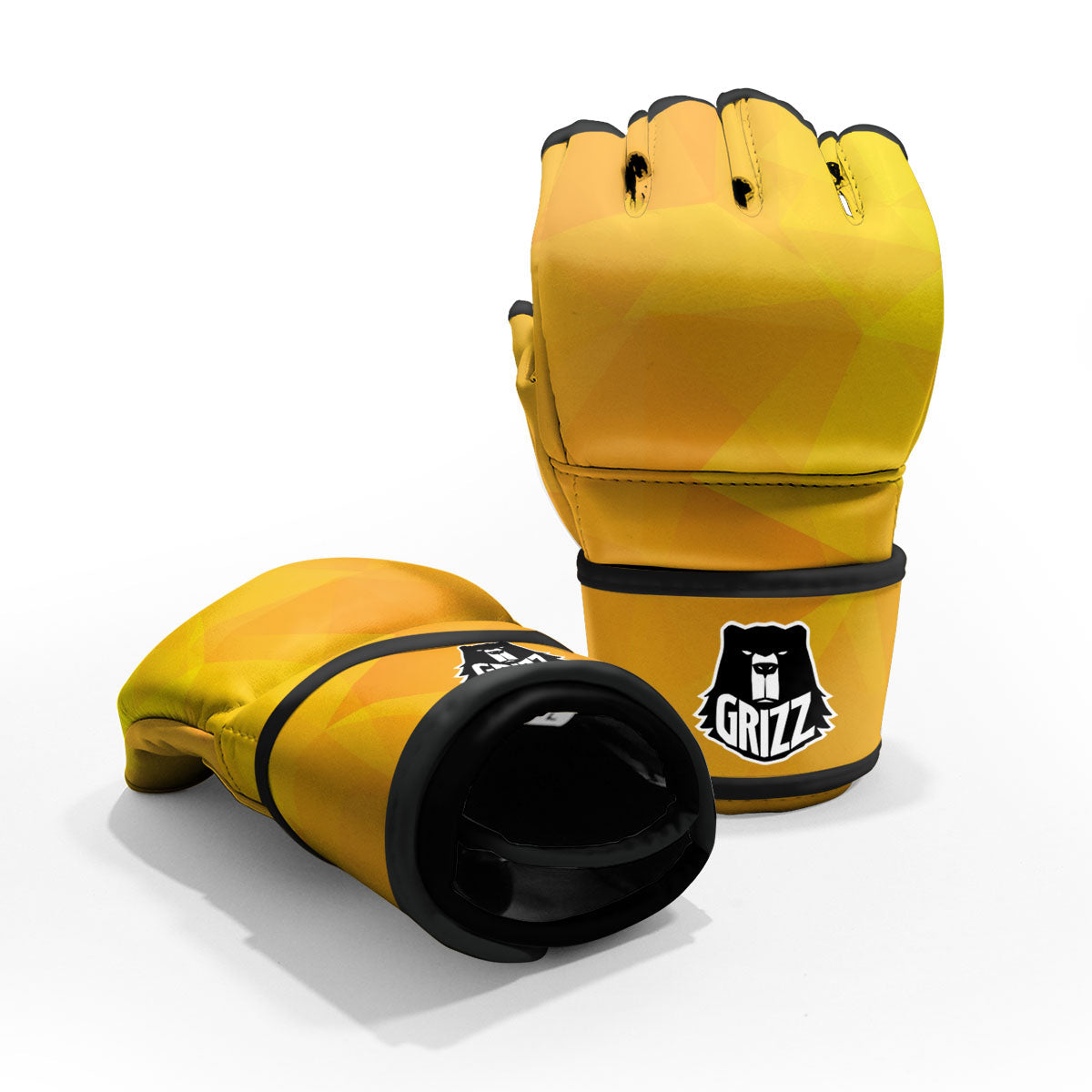 Geometric Polygonal Yellow Print MMA Gloves-grizzshop