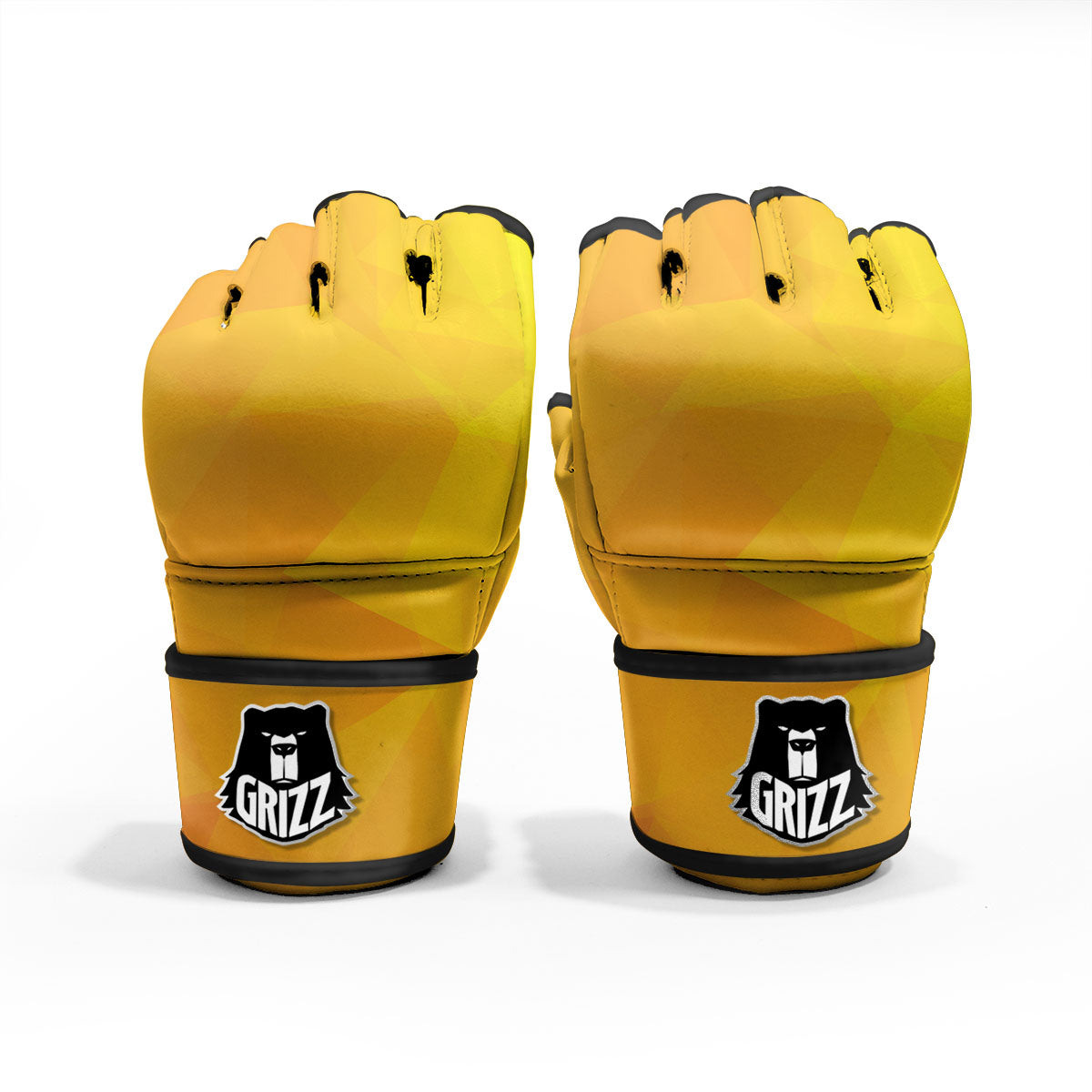 Geometric Polygonal Yellow Print MMA Gloves-grizzshop