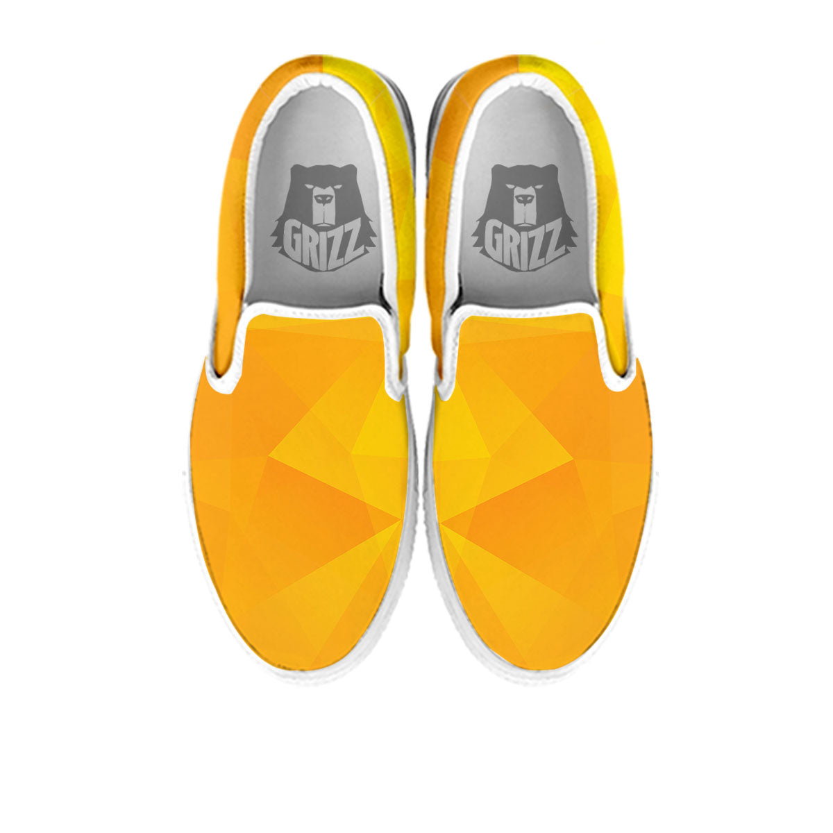 Geometric Polygonal Yellow Print White Slip On Shoes-grizzshop