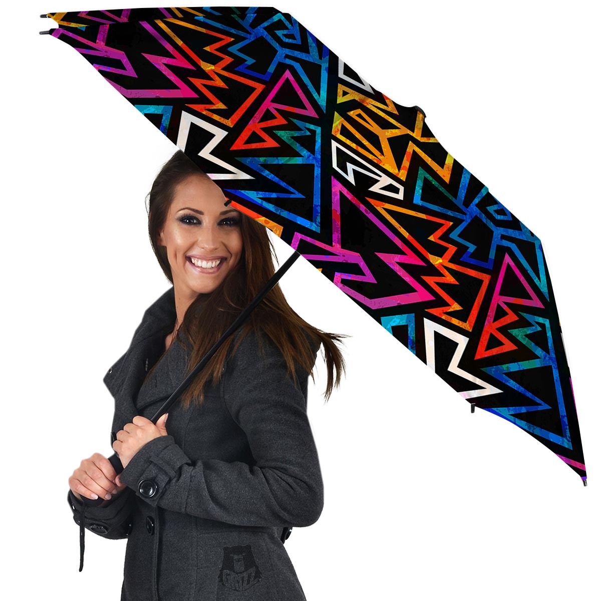 Geometric Print Umbrella-grizzshop