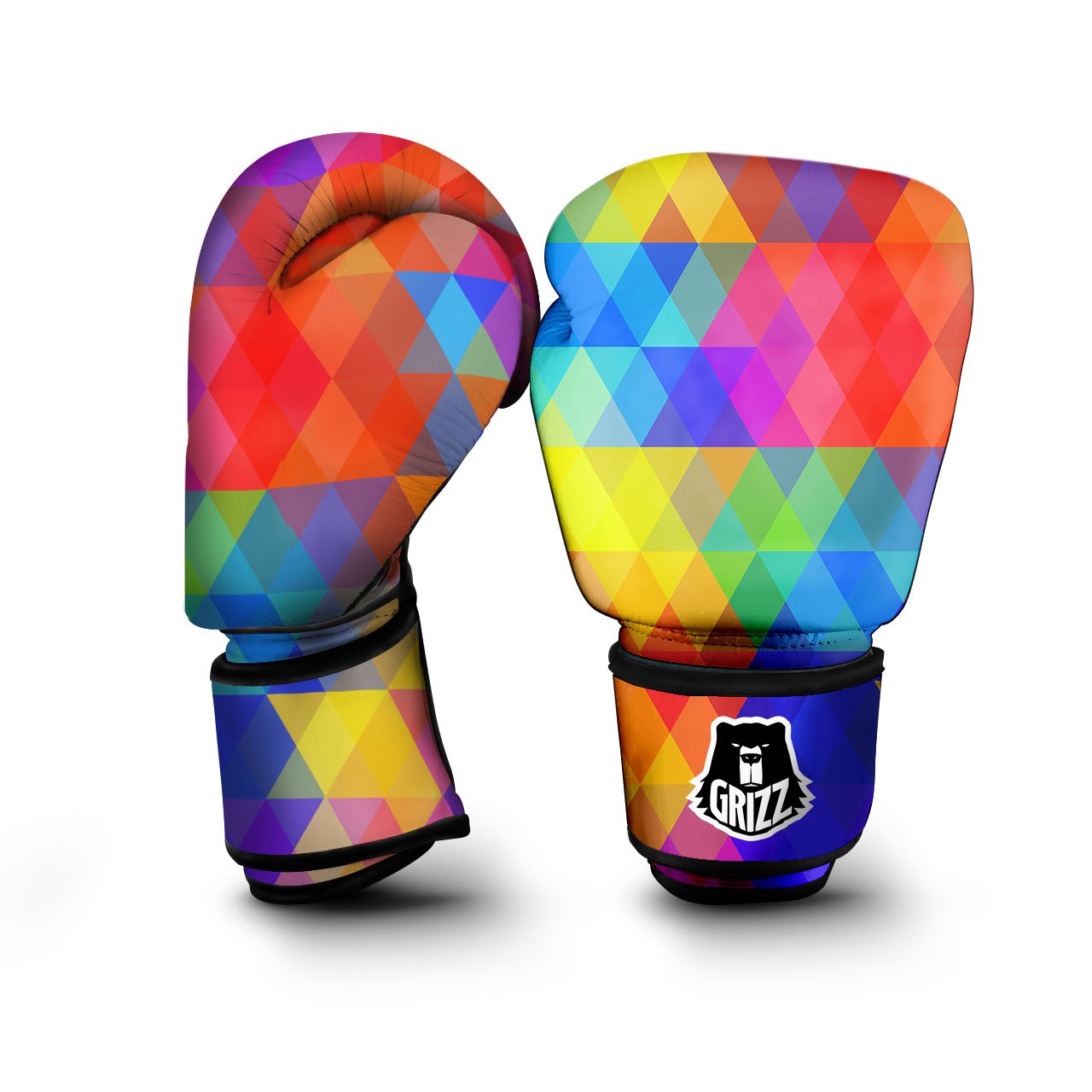 Geometric Rainbow Polygonal Print Boxing Gloves-grizzshop