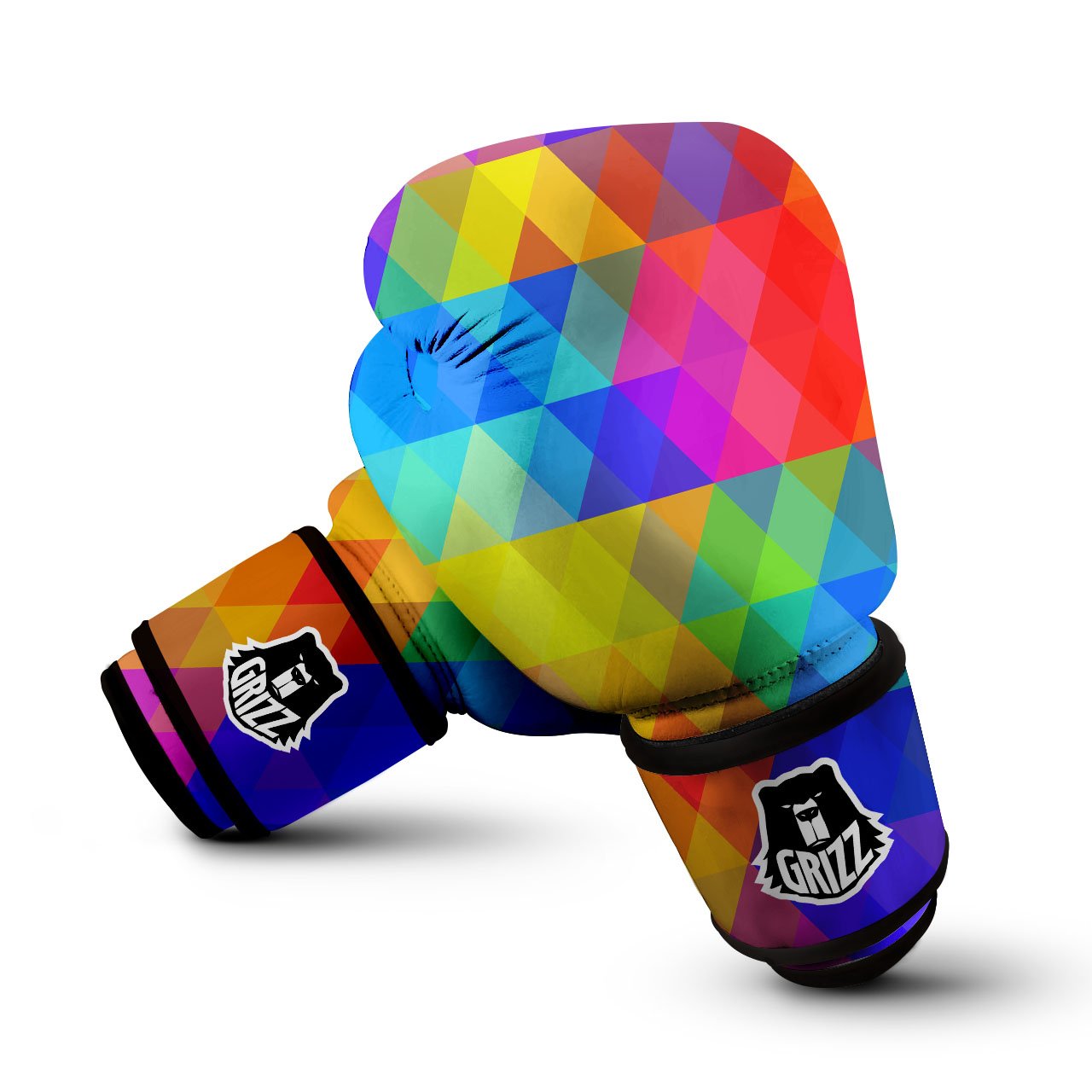 Geometric Rainbow Polygonal Print Boxing Gloves-grizzshop
